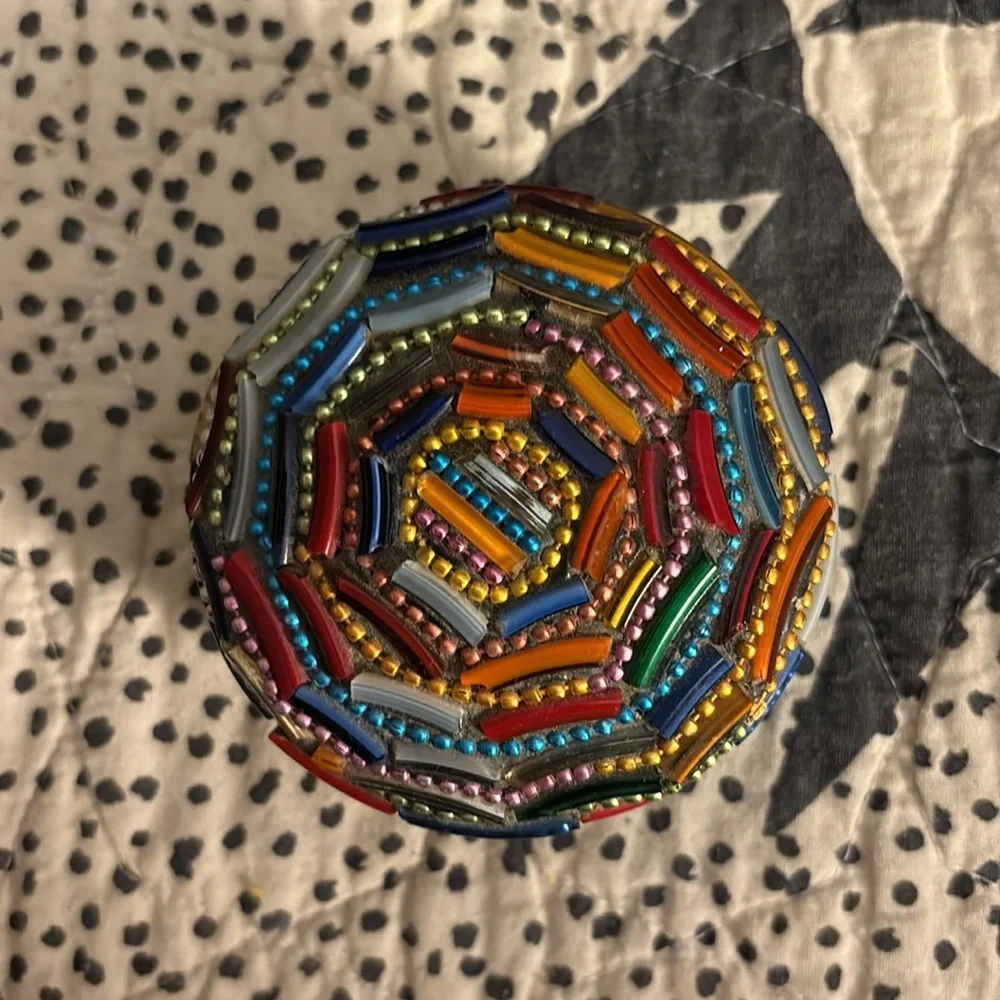 🤡 Medium Artisan Beaded Metal Jewelry Box